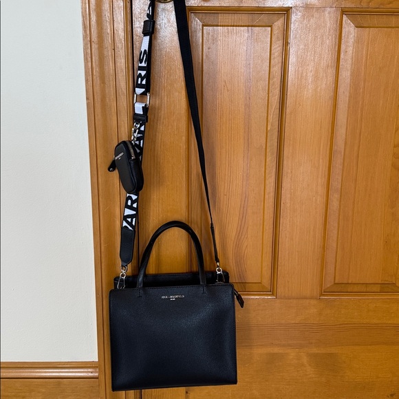 Karl Lagerfeld Black Structured Handbag with Mini Pouch. - Picture 3 of 6